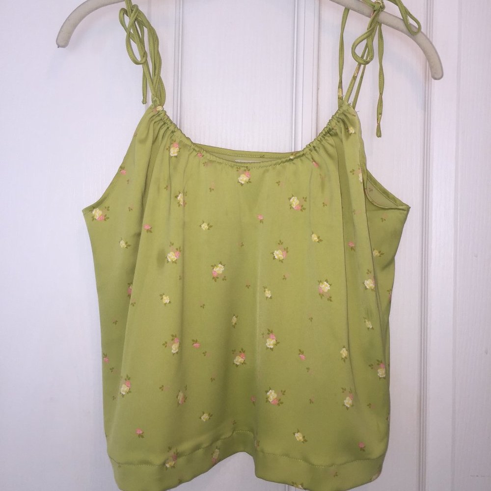 Floral Green Spaghetti Strap Top